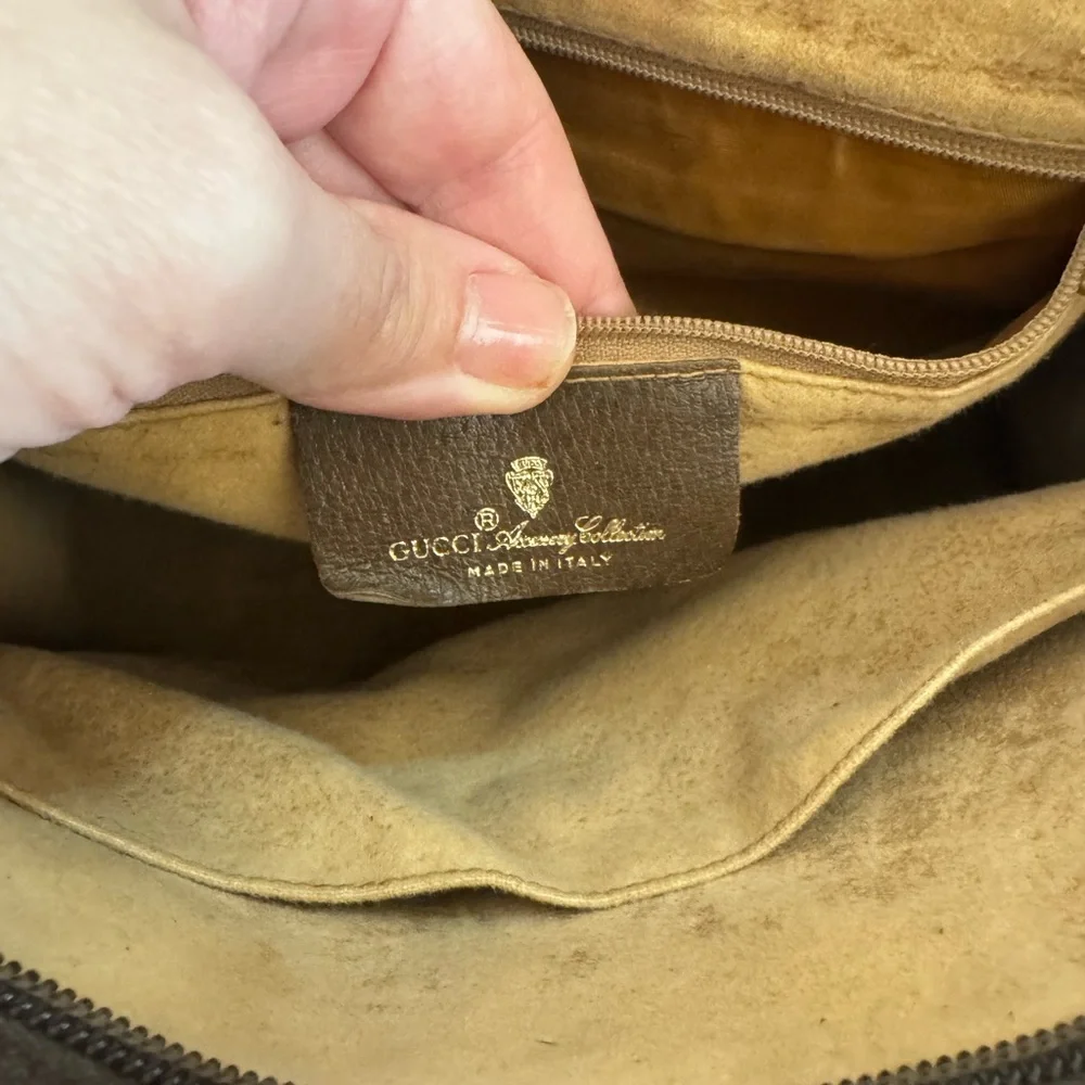 Gucci Vintage Coated Canvas Brown and Tan Monogram Clutch/Pouch